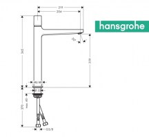 MEDIDAS MONOMANDO LAVABO METROPOL SELECT 260 HANSGROHE